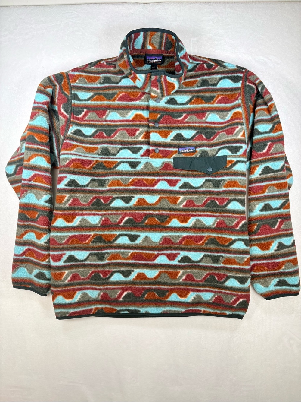 Patagonia Lightweight Synchilla Snap-T Pullover Delta Cinder Red Large Fleece - Picture 2 of 12